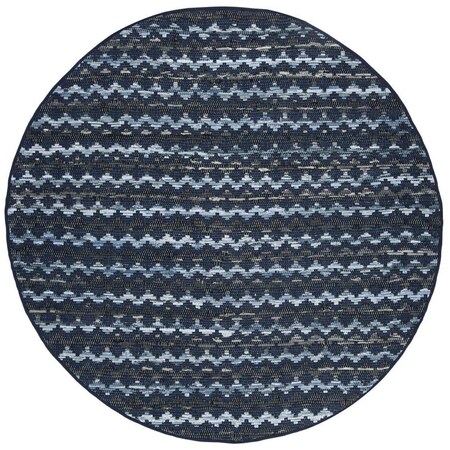 Safavieh Montauk Hand Woven Round Rug, Turquoise and Blue and Black - 6 x 6 ft. MTK120N-6R